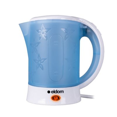 2. ELDOM C190 LINO 0,6 L 550W BLAUER WASSERKOCHER FÜR TOURISTEN + ZWEI TASSEN, ZWEI LÖFFEL
