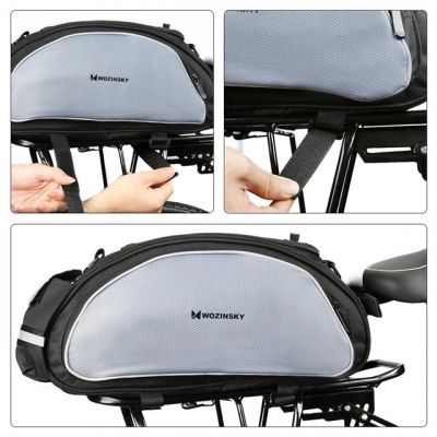7. Wozinsky Fahrrad-Gepäcktasche mit Schultergurt, 13 l, Schwarz (WBB1BK)