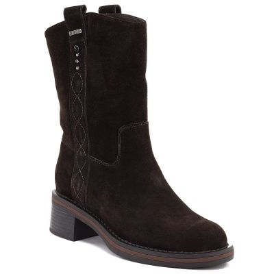 5. Damen-Ankle-Boots aus Leder, Cowboy-Stiefel, Wildleder, Schokoladenbraun, Big Star UU274607
