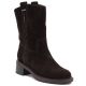 5. Damen-Ankle-Boots aus Leder, Cowboy-Stiefel, Wildleder, Schokoladenbraun, Big Star UU274607