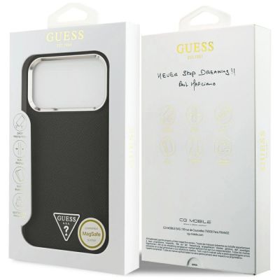 8. Guess Grained Triangle Logo MagSafe Hülle für iPhone 17 Pro Max - Schwarz