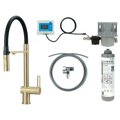 Küchenarmatur mit Wasserfilterset und flexiblem Auslauf