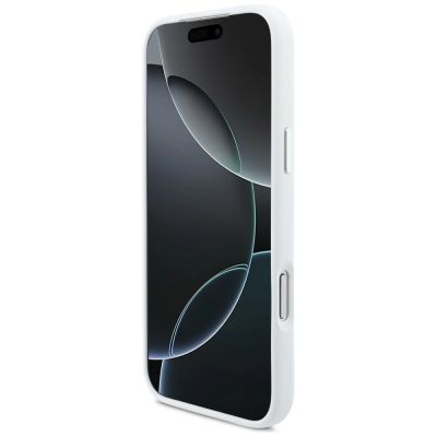 5. BMW M Silikonhülle mit horizontalem Linienmuster und MagSafe-Funktion für iPhone 17 Pro Max – Weiß