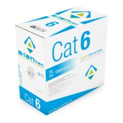 Alantec U/UTP Cat.6 Netzwerkkabel, LSOH, DCA 4x2x23 AWG, 1 Gbit/s (10 Gbit/s bis zu 55 m), 450 MHz, Grau, 305 m (KIU6LSOH305D)