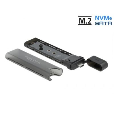 5. DeLOCK Externes USB-Type-C-Gehäuse für M.2-NVMe-PCIe- oder SATA-SSD – werkzeuglos