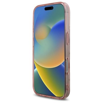 5. Guess IML Pfingstrose auf 4G-Hintergrund MagSafe-Hülle für iPhone 16 Pro – Rosa