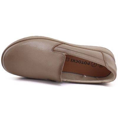 4. Damen-Keilsandalen aus Leder zum Hineinschlüpfen, beige, Potocki JE19505