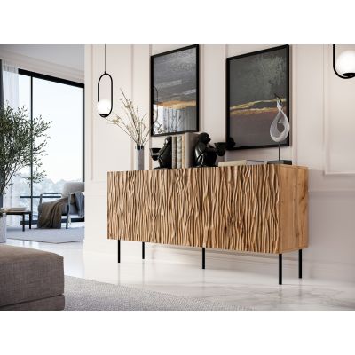 3. Kommode JUNGLE, 152 x 40,5 x 74,5 cm, Wotan-Eiche, schwarze Beine