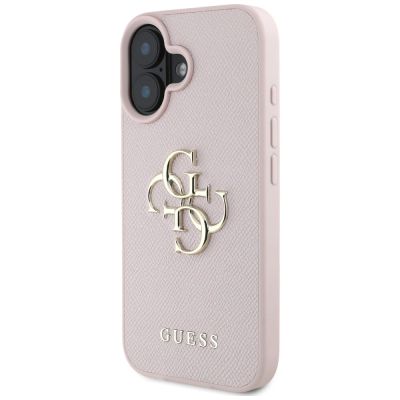 2. Guess Grained Big 4G Logo Small Classic Logo Hülle für iPhone 16 - Pink