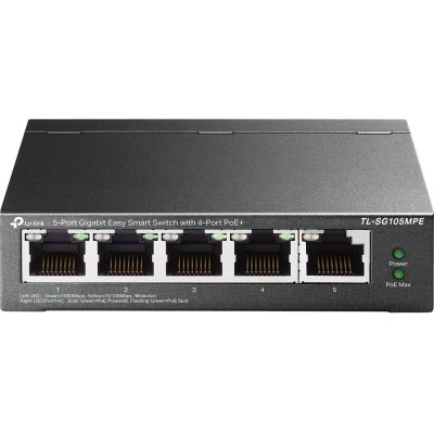 2. TP-Link TL-SG105MPE L2 Gigabit Ethernet (10/100/1000) Netzwerkadapter mit PoE-Unterstützung, Schwarz