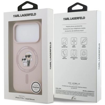 8. Karl Lagerfeld Silicone Karl&Choupette Ring MagSafe Hülle für iPhone 18 Pro / 17 Pro – Schwarz