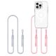 Tech-Protect Flexair Chain MagSafe Hülle für iPhone 16 Pro - Transparent + 2 Tragebänder (Pink und Grau)