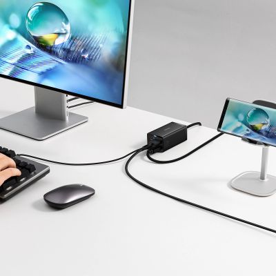 10. Baseus Schnellladegerät GaN5 Pro HUB HDMI 2 x USB-C / USB-A / HDMI 4K 30Hz 1,5m schwarz + USB-C Kabel - USB-C 100W 40Gb/s (USB4) 1m (CCGP110201)