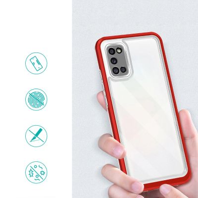 2. Klare 3in1 Hülle für Samsung Galaxy A03s (166) Rahmen Gel Cover rot
