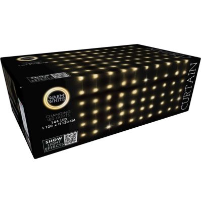 30. Weihnachtsbaumbeleuchtung, Lichtvorhang für den Außenbereich/Innenbereich, 144 LEDs, 120 x 120 cm, mit Fernbedienung, warmweiß