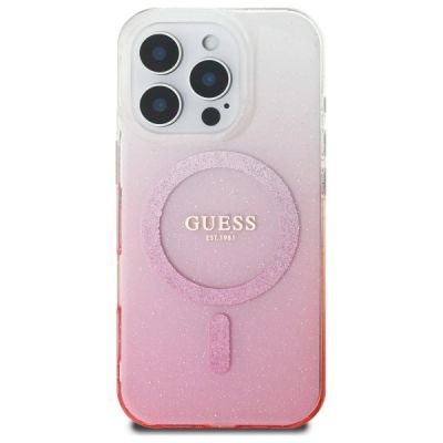 3. Guess IML Glitter Gradient MagSafe-Hülle für iPhone 16 Pro – Rosa