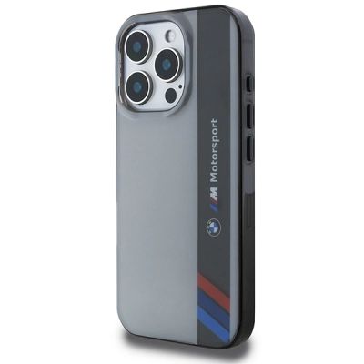 2. BMW Motosport IML Vertical Stripe Hülle für iPhone 16 Pro – grau