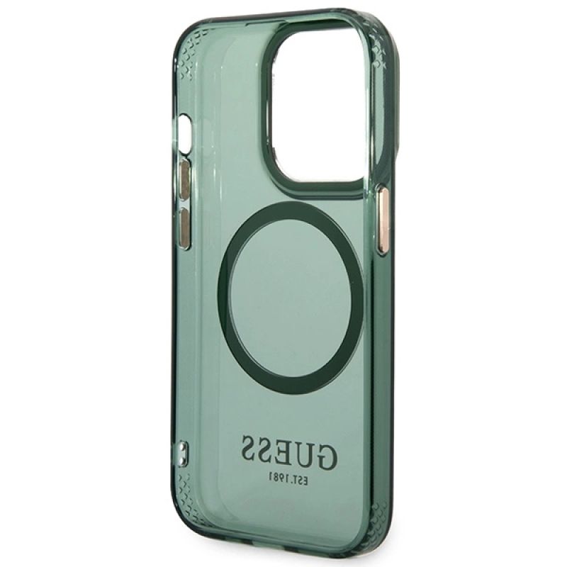 7. Guess GUHMP14LHTCMA iPhone 14 Pro 6,1" grün/khaki Hartschale Gold Outline Translucent MagSafe