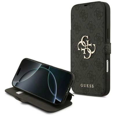 Guess Book 4G Metall-Logo-Hülle für iPhone 18 Pro Max / 17 Pro Max – Schwarz