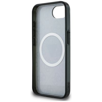 7. Guess IML Metal Glitter 4G Circle Triangle MagSafe Case für iPhone 16e - Schwarz