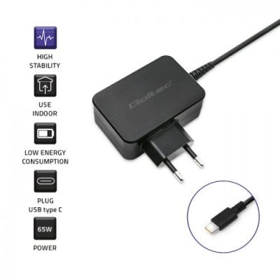 4. QOLTEC Wandladegerät 65 W | 5–20 V | 3–3,25 A | USB Typ C | PD | Schwarz