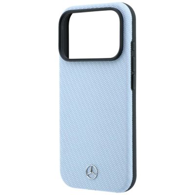 6. Mercedes Leder-Halbhülle in Holzoptik mit MagSafe-Funktion für iPhone 17 Pro Max / 18 Pro Max – Blau