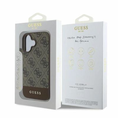 5. Guess 4G Bottom Stripe Hülle für iPhone 16 – braun