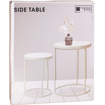 4. Couchtisch mit 3 Beinen, Holzplatte, 2er-Set