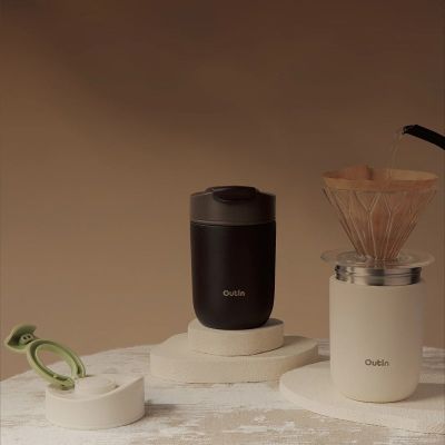 13. Outin OT-TUM-01-SW Reisebecher 350 ml Sandfarbener Edelstahl