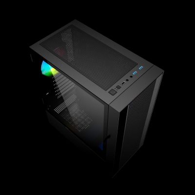 5. GEMBIRD FORNAX 4000 MIDI-TOWER-CASE (2x USB 3.0, 1x USB 2.0, HD-Audio, Seitenwand aus Glas, ARGB-Hintergrundbeleuchtung) SCHWARZ