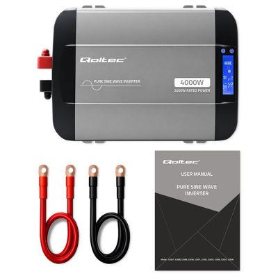 11. Qoltec Sinus-Spannungswandler | 12 V auf 230 V | 2000/4000 W | LCD | USB | USB-C | Kompatibel mit LiFePO4-, GEL- und AGM-Akkus