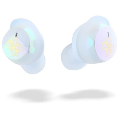 6. Guess Bluetooth-Kopfhörer GUTWSJ144ESH TWS + Dockingstation weiß/weiß schillerndes 4G-gedrucktes Logo