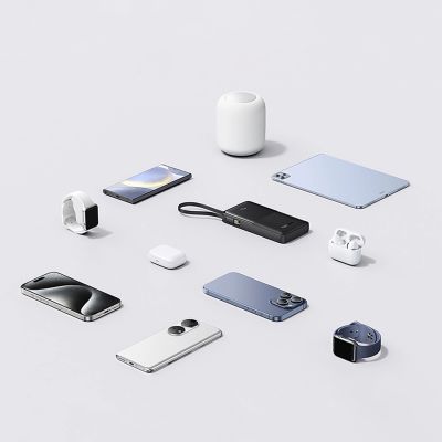 17. Baseus Bipow 2 10000mAh 20W Powerbank mit Digitalanzeige und integriertem USB-C-Kabel – Schwarz