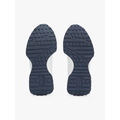 4. Tommy Hilfiger Damen-Sneaker mit Flaggenmuster, niedrigem Schnitt, Schnürung, T3X9-33877-1695X336-X336, Weiß/Blau