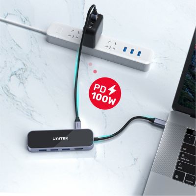6. UNITEK Hub USB-C 3.1, RJ-45, 3x USB-A, HDMI, 4K, PD100W