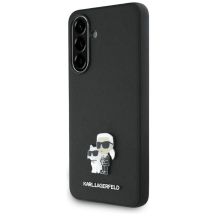 Karl Lagerfeld Saffiano-Hülle mit K&C-Metalllogo für Samsung Galaxy A56, Schwarz
