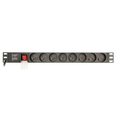 2. GEMBIRD Rack-Steckdosenleiste 19" PDU EG-PDU-014-FC14, 1U, 16 A, 8 französische Steckdosen, C14-Stecker, 3-m-Kabel