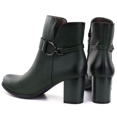 5. Gefütterte Damen-Ankle-Boots mit Absatz, grün, M.Daszyński SA125-32