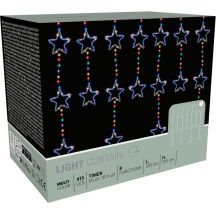 Weihnachtsbaumbeleuchtung, Lichtervorhang 200x200 cm, 415 LED-Sterne, mehrfarbig