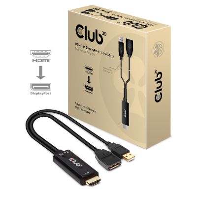 CLUB3D HDMI 2.0 auf DisplayPort 1.2 4K60Hz HDR M/F Aktivadapter Schwarz
