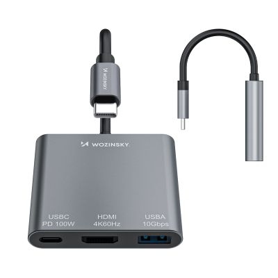 4. Hub Wozinsky WHCH-01 USB-C PD 100W HDMI 4K@30Hz USB-A 10Gbps - grau