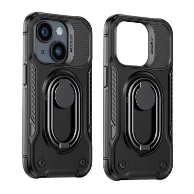4. Joyroom Dual Hinge Case für iPhone 14 Plus gepanzerte Hülle mit Ständer und Ringhalter schwarz