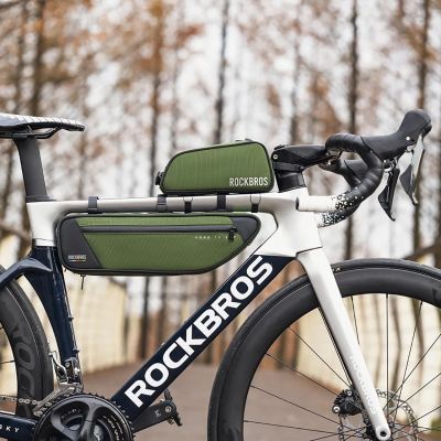 6. Rockbros 30120045001 ROAD TO SKY Fahrradtasche für das Oberrohr, wasserdicht, 0,7 l – grün