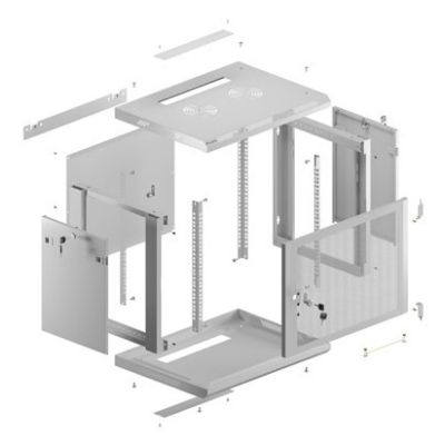 8. Lanberg 19" 9U 600X450 grauer Wandschrank mit perforierten Türen (flach verpackt)