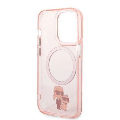 7. Karl Lagerfeld Iconic Karl&Choupette MagSafe Hülle für iPhone 14 Pro Max – Pink