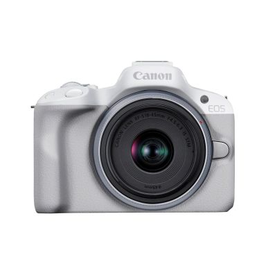 Canon EOS R50, Weiß + RF-S 18-45mm F4.5-6.3 IS STM Kit, spiegellose Kamera, 24,2 MP CMOS, 6000 x 4000 Pixel, Weiß