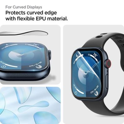 9. Spigen Elite Shield „EZ FIT“ 2-PACK Hybridglas für Apple Watch 10 (46 mm) – transparent