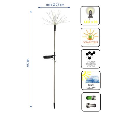 2. Solarlampe Löwenzahnbaum Feuerwerk 80cm 90 LED