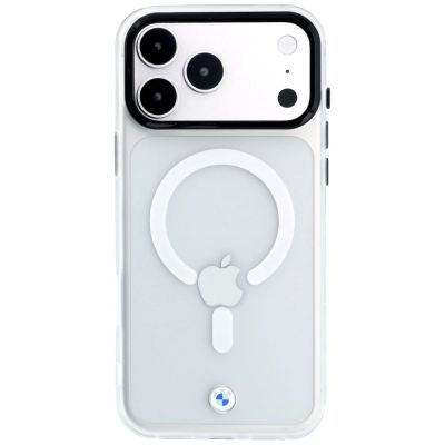 3. BMW Logo-Schutzhülle mit mattiertem IML- und Metalllogo (MagSafe) für iPhone 18 Pro Max / 17 Pro Max – Transparent