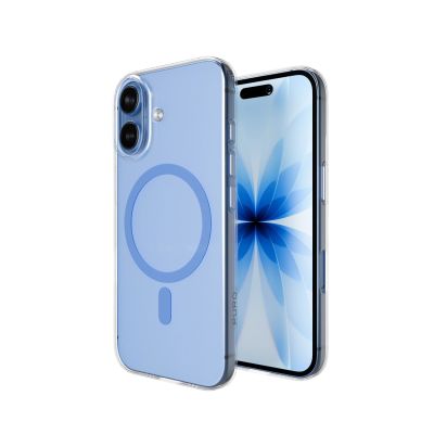4. Puro Lite Mag TPU+PC Hülle kompatibel mit MagSafe für iPhone 17 - Transparent mit blauem Ring